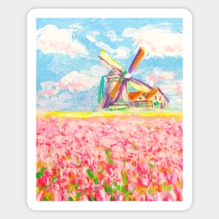 DUTCH BLUE DELFT  - colourful dutch windmills Sticker